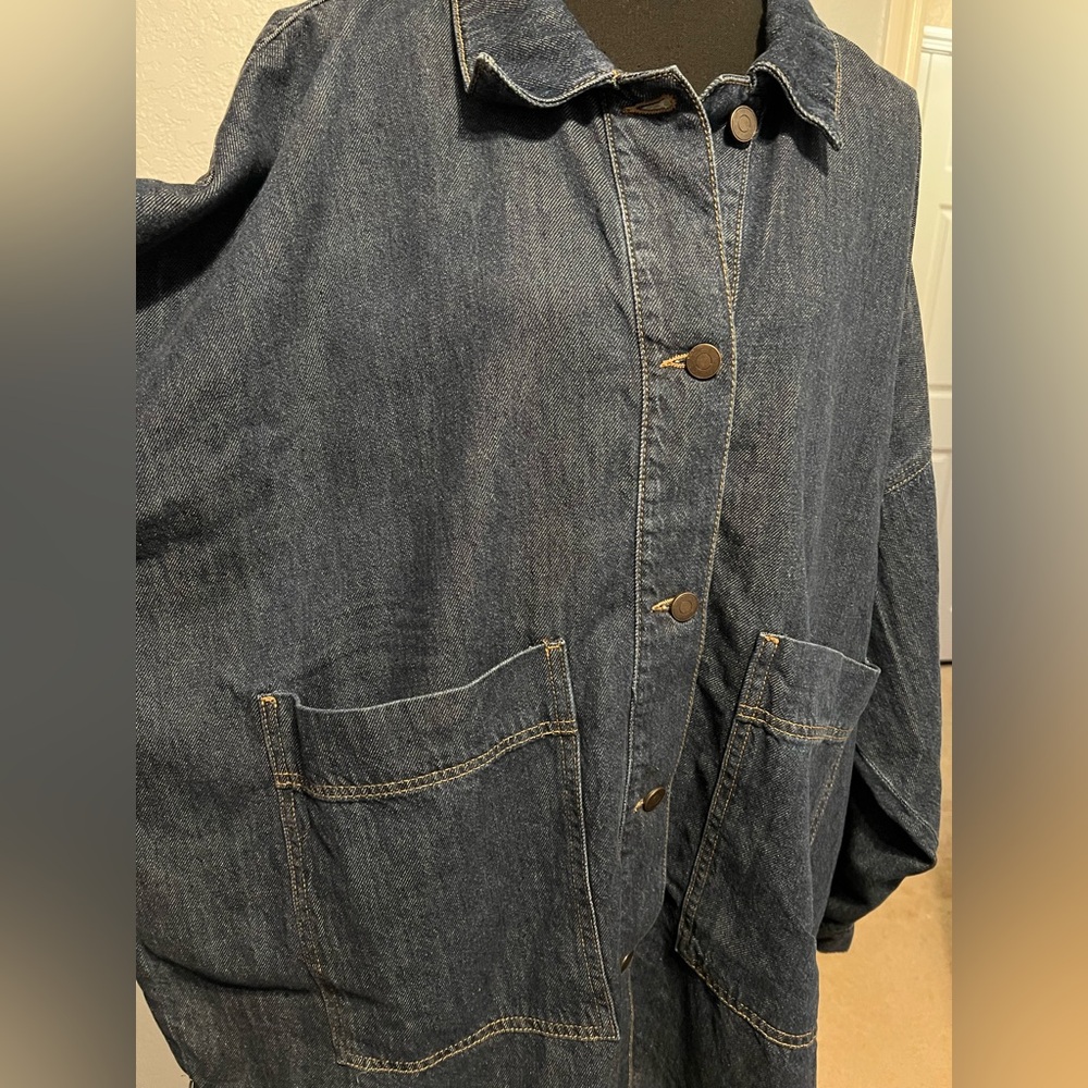 The Drop Women’s Shacket Pilar Long Denim Shirt Jacket XXL NWT - Picture 4 of 7